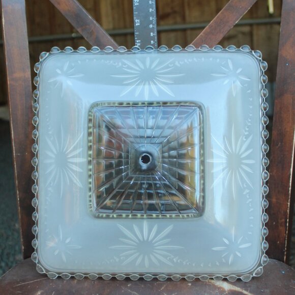 Art Deco Satin Crystal Glass Shade – Atomic Starburst Harmony House Sears 1940s - Picture 9 of 12